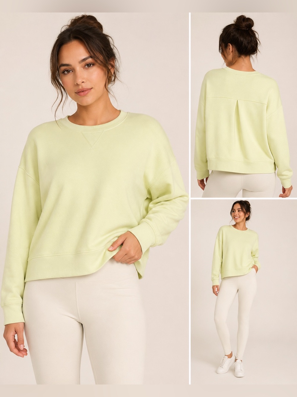 SPANX AirEssentials Crewneck Sweatshirt Large Lemon Lime Oversized Athleisure